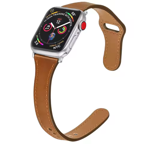 Slim strap For Apple watch band 45mm 41mm 40mm 44mm iWatch 38mm 42mm Genuine Leather watchband brace