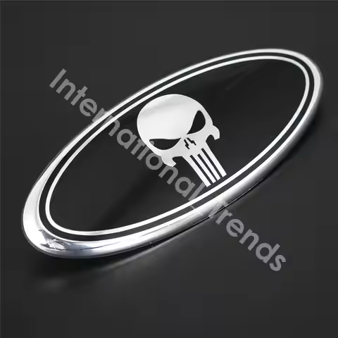 1pc Skull Head 9 Inch Front Grille Tailgate Oval Emblem for 2004-2014 F150 F-250 F-350 Explorer Edge