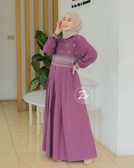 ZOYA DRESS BY ZR BBAHAN ITTY CREPE BORDIR GAMIS WANITA MODERN TERLARIS SEPANJAN MASA 2023