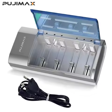 PUJIMA 6-Slots Battery Charger LED Display Smart Battery Charger EU/US Plug For 1.2V Ni-MH AA/AAA/C/
