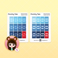 Planner Journal Sticker Monthly Tabs - Hobonichi Weeks, Navy Blue