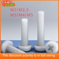 ((JLMD) White Phillips M2M2.5M3M4M5 Nylon Round Head Screw Plastic Insulation Screw Plastic Screw