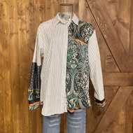 Zara Amoeba Straight Stripe Double Patchwork Shirt