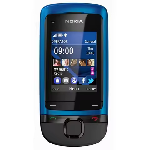 Nokia C2-05 2G Slide Phone 3.5mm 0.3MP Bluetooth GSM 2-inch 1020mAh FM Radio 900/1800 Physical Keybo