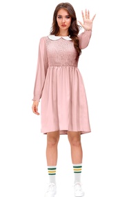 Women's Halloween Party Peter Pan Collar Pink Costume Dress