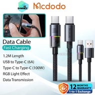 Mcdodo CA-818 Data Cable 6A Fast Charging Cable Mcdodo CA-820 100W Cable RGB Light Type-C Kabel 1.2M
