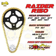STT  Sprocket black Set | Gold O-Ring Chain 428H | Suzuki Raider R150 Fi  | Heavy Duty