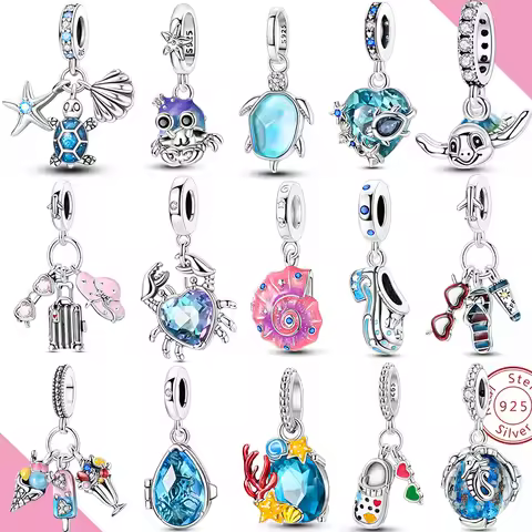 925 Sterling Silver Charms Original Pendant Fit Bracelet Diy Ocean Summer For Woman Jewelry