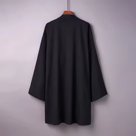 Japanese Yukata Kimono Haori Man Cardigan Harajuku Woman Long Cosplay Yukata Female Obi Black Street