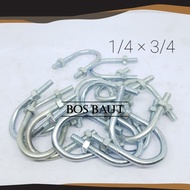 U-Shaped Bolt GalvanizedBolt 1/ 4" x 3/ 4"