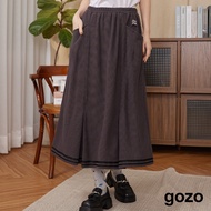 [gozo] gozo Cubic Waffle Preppy Style Round Skirt (Dark Gray/Coffee _ F) | Women Slim-Fit Versatile