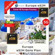 【eSim】Europe eSIM 5G (3GB - 30GB) Europe 45 Countries I GOGO ROAMING Travel eSIM Europe