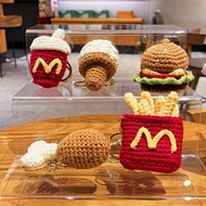 Cute Crochet Plush Keychain Burger Fries Chicken Drumstick Key Ring Bag Charm Gift