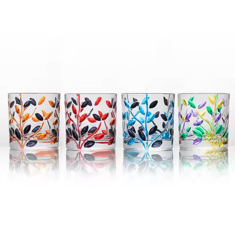Italy Murano Design Colored Whiskey Glass Laurel Leaves National Essence Zecchin Crystal Drink Cup O