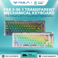 AULA F68 3-in-1 Swappable Transparent Mechanical Gaming Keyboard 68 Keys Gasket-Mounted RGB Backlit