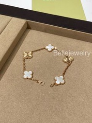 Van Cleef & Arpels bracelet 白貝鐳射五花手鏈 天然白貝母 VCA 經典四葉草手鏈
