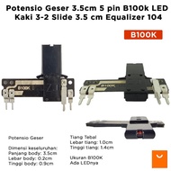Potensio Geser 3.5cm 5 pin B100k LED Kaki 3-2 Slide 3.5 cm Equalizer