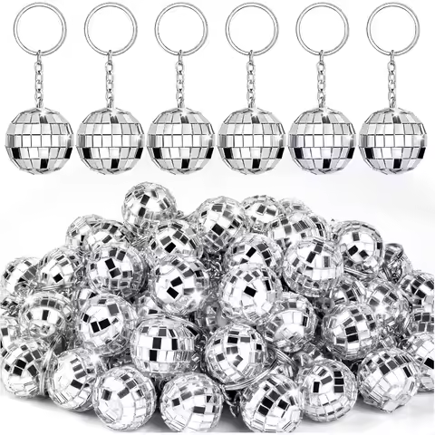 14Pcs Disco Ball Keychain, Disco Ball Keychains Bulk, Mini Silver Disco Ball Key Chain Party Favors 