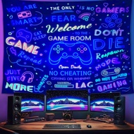 ARTCREATOR Black Light Gaming Tapestry, Papan Tanda Selamat Datang Ke Bilik Permainan Untuk Hiasan D
