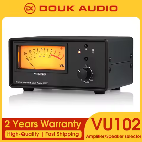 Douk Audio VU102 Amplifier Selector 2 Zone Speaker Switcher Box with VU Meter Audio Splitter w/Remot