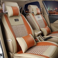 Gối Tựa Lưng Gáy Ghế Xe G25 ( Beige - Viền Cam) Bộ 2 Gối : Gáy Lưng Cho Ô Tô Xe Hơi