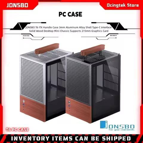 JONSBO T6 ITX Handle Case 3mm Aluminum Alloy Shell Type-C Interface Solid Wood Desktop Mini Chassis 