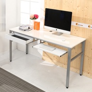 [特價]【BuyJM】低甲醛木紋白160公分抽屜鍵盤穩重工作桌