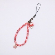 日本製吊飾繩　達摩風貓咪吊飾　附櫻花配件