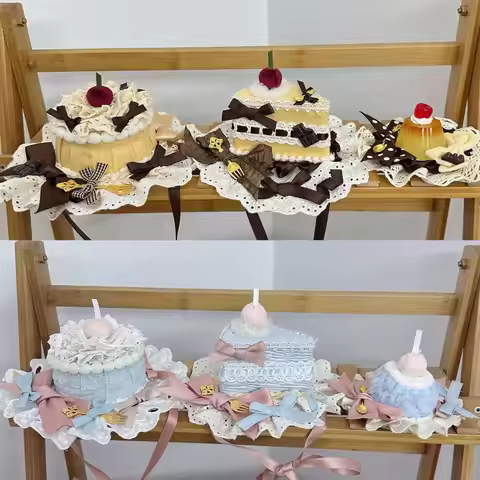 Homemade Lolita Element Cupcakes Handmade Cake Hats Dessert Lolita Style Hair Accessories Top Hat