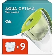 Aqua Optima Oria Water Filter Jug & 9 x 30 Day Evolve+ Water Filter Cartridge, 2.8 Litre Capacity, t