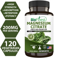 Biofinest Magnesium Citrate 200mg Supplement - High Absorption Heart Bone Muscle Bowel Mood Sleep Im