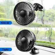 Single car fan mounted on dashboard/seat back - 5V USB power source (For 12V and 24V electric vehicl