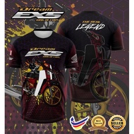 Haishan Honda EX5 Sublimation T-shirt | Red and Blue Round Neck Short Sleeve | Eight Chrysanthemum E