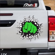 BLIGHOO - CUTTING STICKER HULK CAR CRACKED BOXING 30CM COOL GOOD UNIQUE SUPER HERO CAR WINDOW STICKE