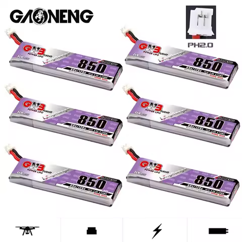 1-10PCS GAONENG GNB 1S 850mAh 3.8V 60C/120C HV 4.35V Light Weight Long Fly Times Lipo Battery with P