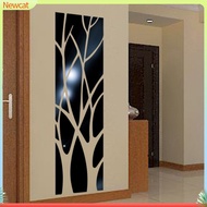 {Newcat}  1 Set Tree Pattern Mirror Wall Stickers Smooth Surface Acrylic TV Background Wall Decal Sticker Home Decor