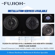 FUJIOH FH-GS7020 SVGL 2 BURNERS GAS HOB WITH 1 DOUBLE INNER FLAME BURNER (TOUGHED GLASS)