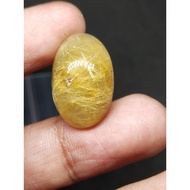 Golden Rutilated Quartz Amethyst Gold Hair 23x14.8x8 mm 21.7 Ct Oval Cabochon Original