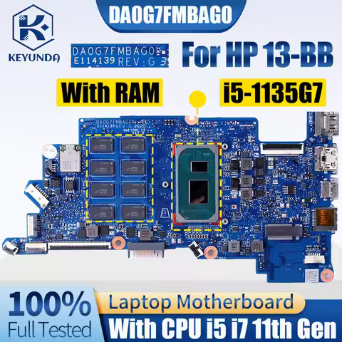 DA0G7FMBAG0 For HP 13-BB Notebook Mainboard i5-1135G7 i7-1165G7 M14308-601 With RAM Laptop Motherboa