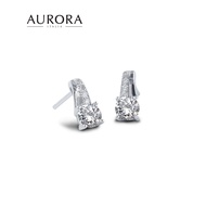 AURORA ITALIA SWAROVSKI X AURORA ITALIA - Zirconia Auroses Four Prong stud Earring White Gold Plated