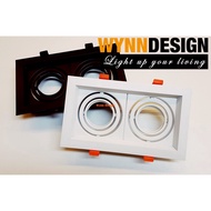 Wynn Design Double Eyeball Casing Only With GU10 Holder Recess Spot Light Double Head Black or White (EB-2H/GU10-SQ)