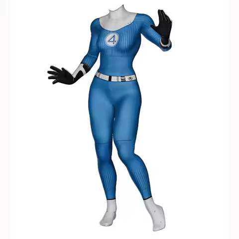 Female Rivals Invisible Woman Cosplay Costume Zentai Suit Fantastic 4 Four Jumpsuit Halloween Bodysu