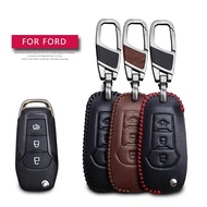 Xuming เคสกุญแจรถยนต์พับได้สำหรับ Ford,เคส Ford Fusion Mondeo EVEREST Trend Ecosport Ranger Escape หนังพวงกุญแจอุปกรณ์เสริมกระเป๋า