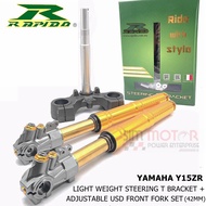 RAPIDO YAMAHA Y15ZR ADJUSTABLE USD FRONT FORK SET 42MM + LIGHT WEIGHT STEERING T BRACKET 42MM