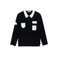 [MOO 10/25] Velcro Inspired Patchwork Rugby Shirt เสื้อรักบี้ แขนยาว ผ้าเจอร์ซี่ แต่งปกโปโล ดีเทลแต่