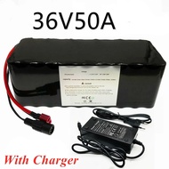 36V 50Ah Electric Bicycle Battery Built-in 40A BMS Lithium Battery Pack 36 Volt 2A Charging Ebike Battery Charger