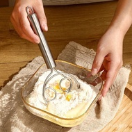 Stainless Steel Egg Beater Manual Flour Blender Milk Frother Household Small Milk Beater Commercial Dough Mixer