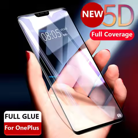 5D Premium Full Glue Tempered Glass for OnePlus 7 6T Screen Protector OnePlus 6 Protective Film Full