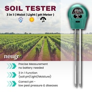 Neugro SOIL TESTER METER 3 in 1 Ukur pH Tanah (Light) Cahaya Matahari (Moist) Kelembapan Tanah 土壤测试仪
