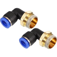 PATIKIL 3/8" Push to Connect Fitting, 2 Pack PT Male Thread 90 Degree Connect 8mm Tubing Elbow and S